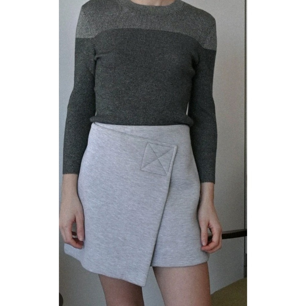 NEW! MARC Jacobs M Heathered Gray Wrap Look Mini Skirt